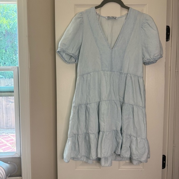 Tiered Linen Blend Dress - Picture 2 of 4